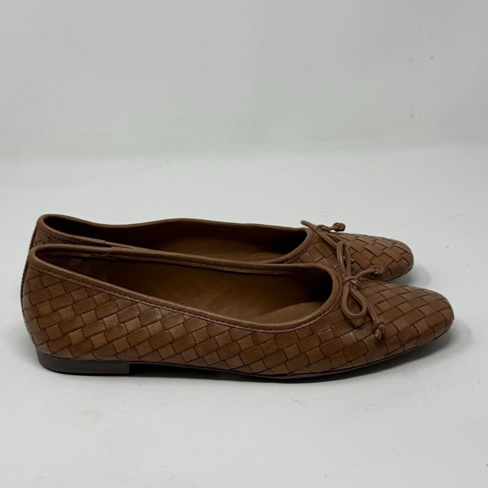 Schutz Arissa Woven Ballet Flats Shoes Womens 9.5 B Brown Leather Bow Slip On